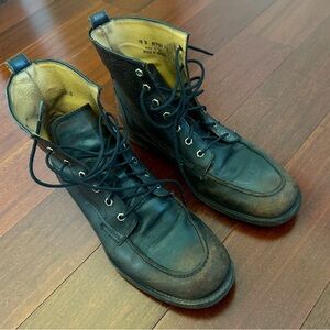 Frye Black Leather Moc-Toe Boots